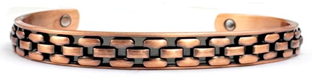 Dashes Solid Copper Cuff Magnetic Bangle Bracelet with 2 Magnets #MBG700