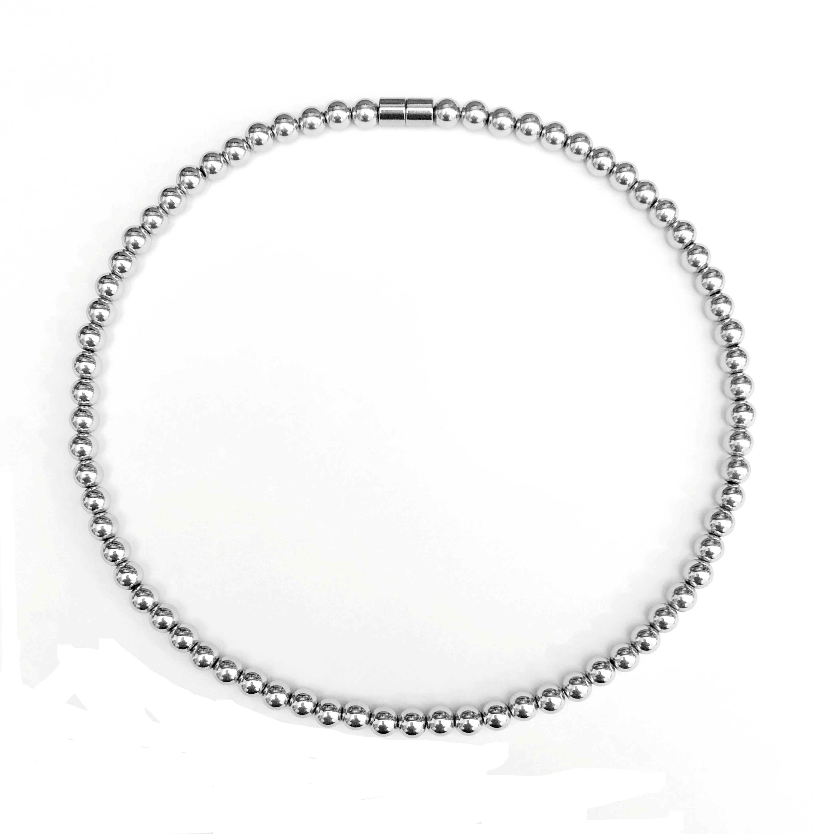 1 PC. All 6mm Silver Color Hematite Magnetic Necklace #MN-00001