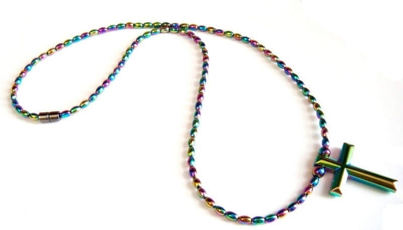 1 PC. Rainbow Cross Magnetic Necklace #MN-0138