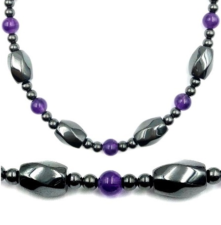 1 PC. Amethyst Hematite Magnetic Necklace # MN-0015