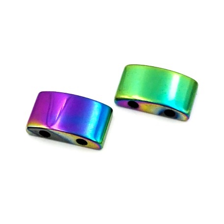 50 PC. 18x10mm Dome Top, Flat Bottom W/2 Hole Rainbow Magnetic Spacers #MBR-Dome