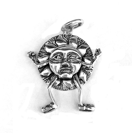 Sunburst Solid 925 Sterling Silver Pendant with Movable Parts Arms and Legs SSP-105