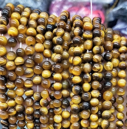 1 PC. 5mm AAA Quality Real Genuine Tiger-eye Beads 15" Long