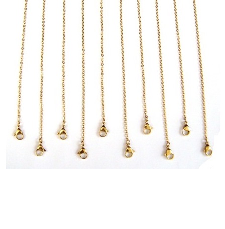 10 PC. 2mm Curb Gold Plated Over Stainless Steel Chains # SSG