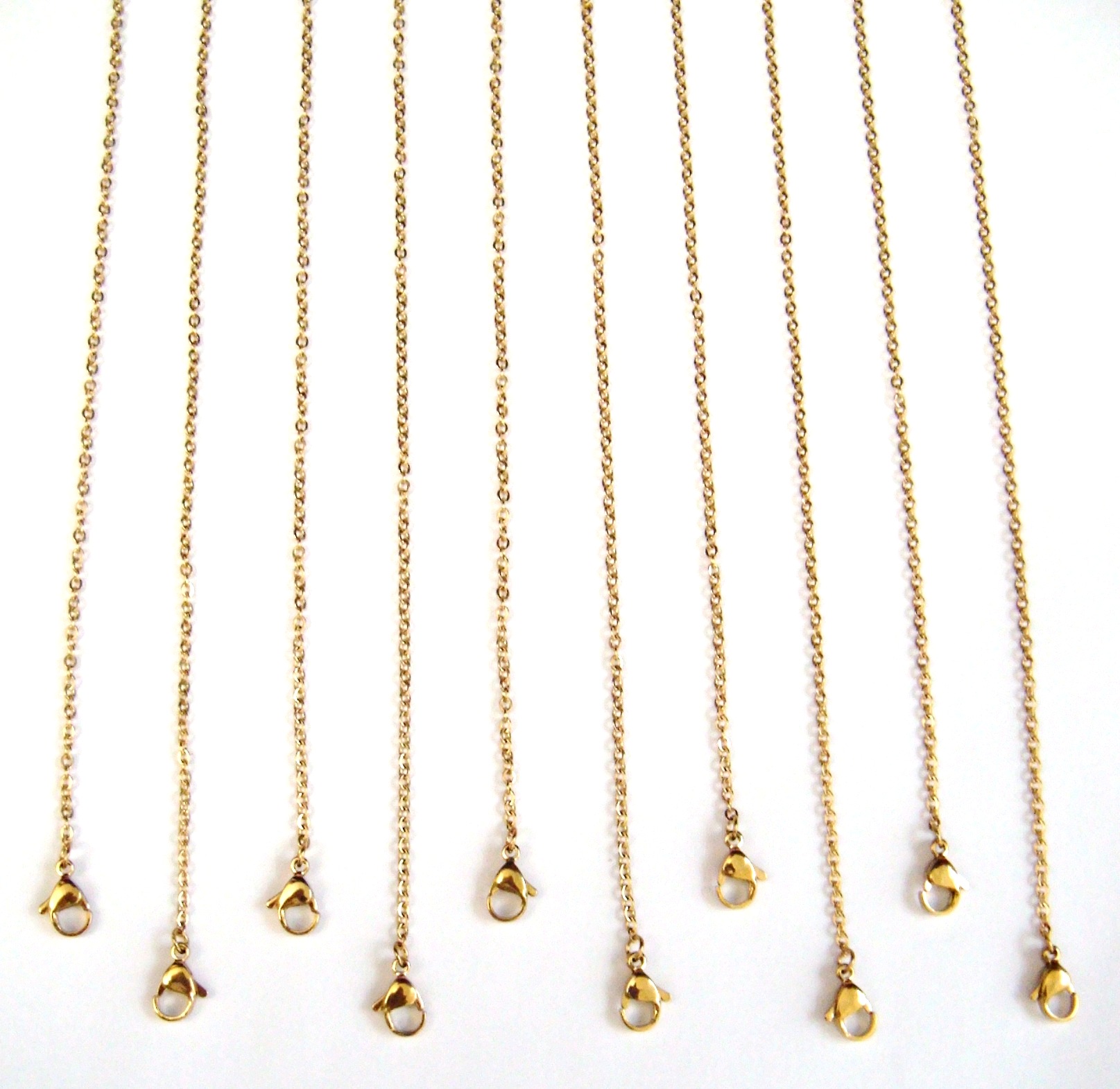 10 PC. 2mm Curb Gold Plated Over Stainless Steel Chains # SSG