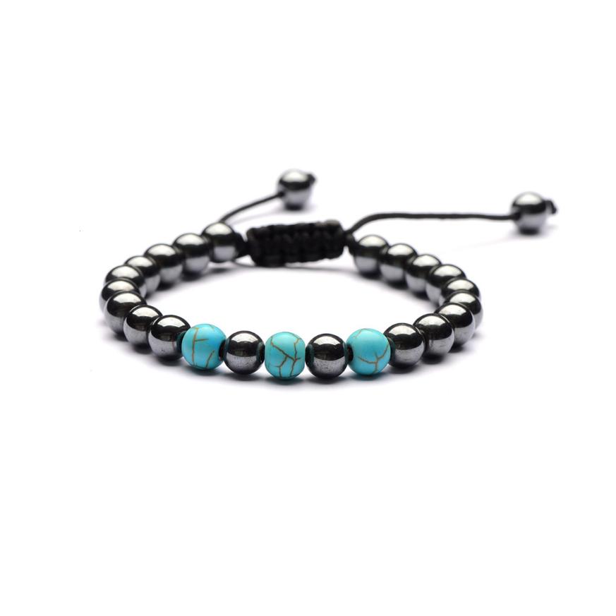 Synthetic Turquoise Magnetic Hematite Bracelet #HBR-40TQ