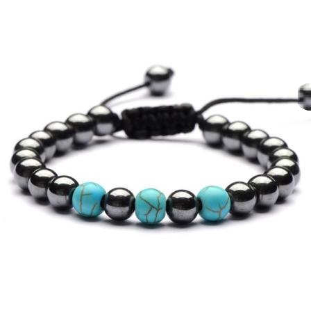 Synthetic Turquoise Magnetic Hematite Bracelet #HBR-40TQ