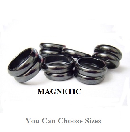 (Dozen) MAGNETIC 6mm Dome Smooth Round Top Hematite Rings  (You Can Choose Sizes) #HMR
