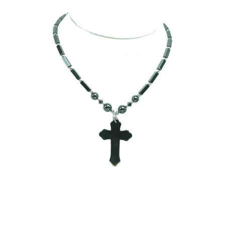 Large Plain Cross Hematite Necklace #HN-0007B
