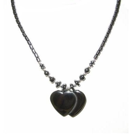 Double Heart Hematite Necklace #HN-0034