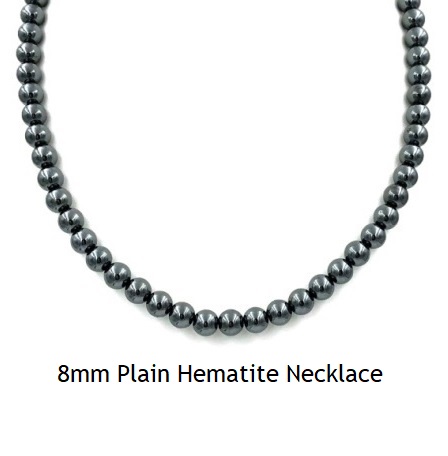 All 8mm Plain Beads Hematite Necklace #HN-0044