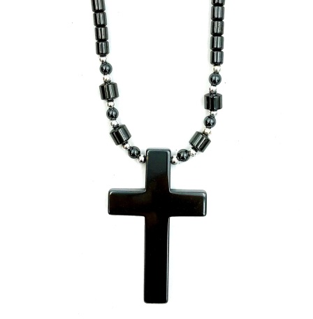 Large Plain Cross Hematite Necklace #HN-00618