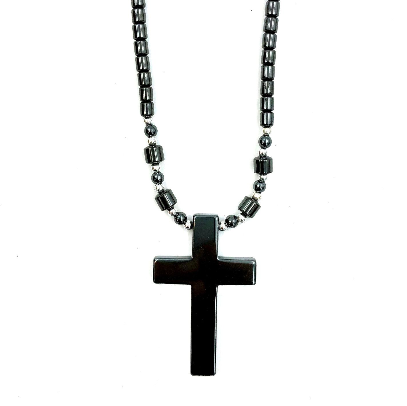 Large Plain Cross Hematite Necklace #HN-00618