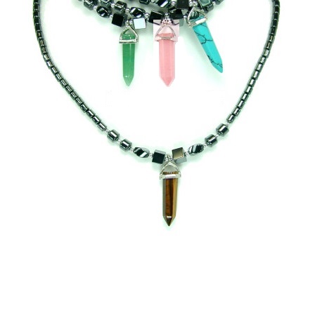 Crystal Points Hematite Necklace #HN-0062