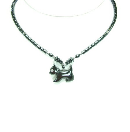 Dozen Scotty Dog Hematite Necklace (NON-Magnetic) #HN-0132