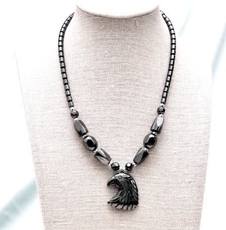 Dozen 24"  Long Sharp Eagle Head Hematite Necklace For Men And Women #HN-22186