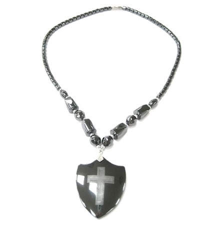 Dozen Armor Cross Hematite Necklace (NON-Magnetic) #HN-80591