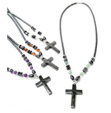 Dozen Cross Hematite Necklaces (NON-Magnetic) #HN-80845