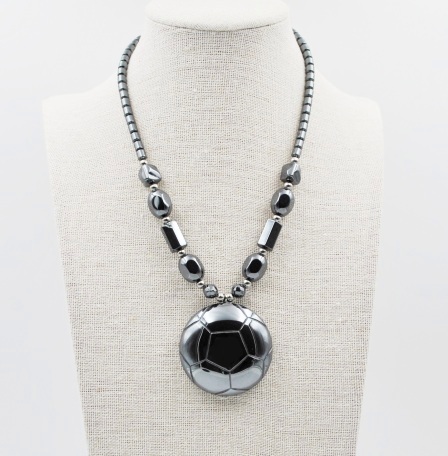 Dozen Heavy Weight Soccer Ball Hematite Necklace (NON-Magnetic) #HN-81314