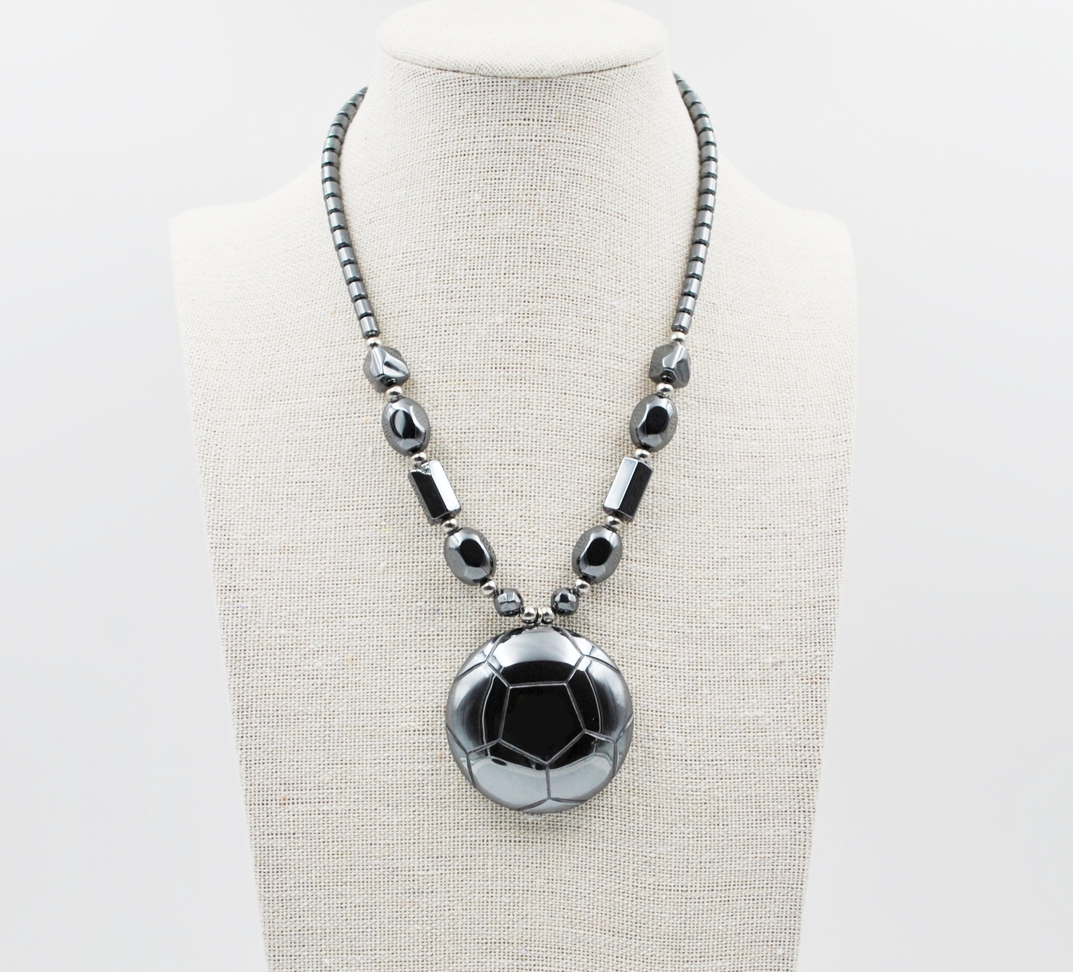 Dozen Heavy Weight Soccer Ball Hematite Necklace (NON-Magnetic) #HN-81314