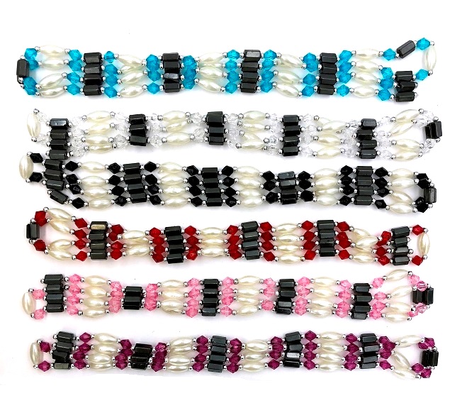 12 PC. Assorted Color White Pearly Beads Magnetic Therapy Lariat #L-23362