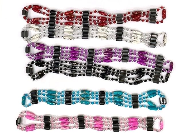 12 PC. Assorted Color Big Rice Beads Magnetic Therapy Lariat #L-23363