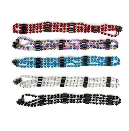 12 PC. Assorted Color Crystal Cut Beads Magnetic Therapy Lariat #L-23366