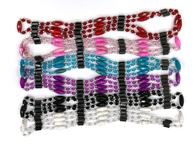12 PC. Assorted Color Oval Beads Magnetic Therapy Lariat #L-23367