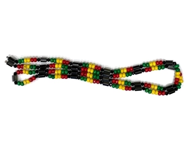 12 PC. (Dozen) Multi Color Rasta Beads Magnetic Therapy Lariats #L-25843