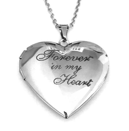 Dozen (12 PC.) 21" Forever In My Heart Stainless Steel Locket Necklaces #Locket-101