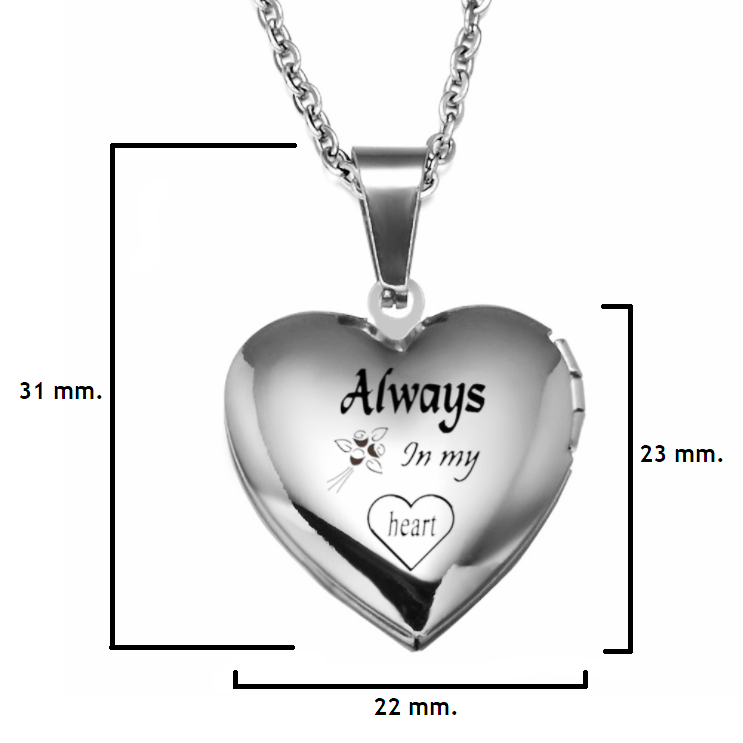 1 PC. 20" Always in My Heart Stainless Steel Locket Necklaces #Locket-103-1