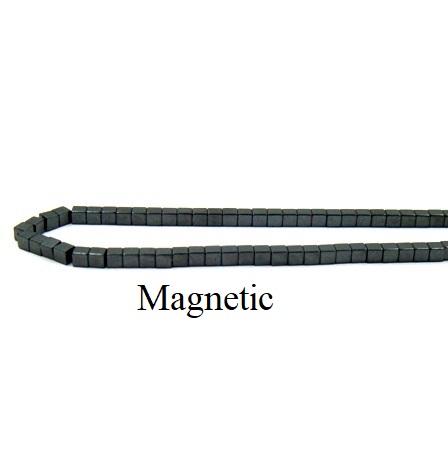 4x4mm Cube 16" Strand AAA Grade Magnetic Hematite Beads