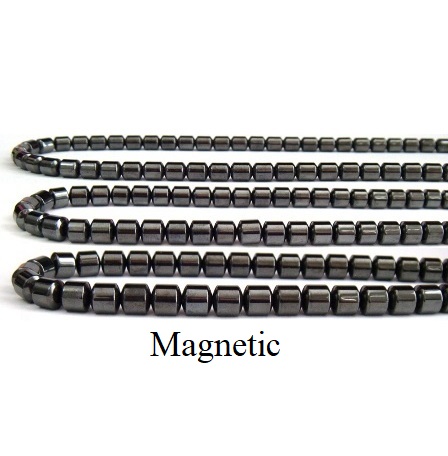 4x4mm Drum 16" Magnetic Beads AAA Grade Hematite #MB-D4