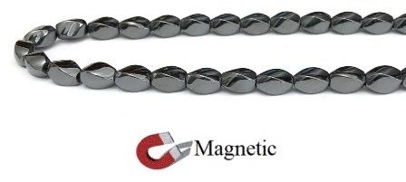 5x8mm Twisted 16" Magnetic Beads AAA Grade Hematite #MB-TW5x8