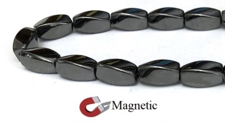6x12mm Twisted 16" Magnetic Beads AAA Grade Hematite #MB-TW6x12