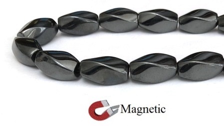 8x16mm Twisted 16" AAA Quality Twisted Heavy Hematite Magnetic Beads #MB-TW8x16