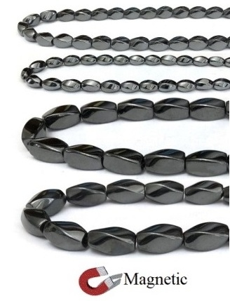 All Twisted 16" AAA Grade All Magnetic Twisted Hematite Beads (Choose Size)