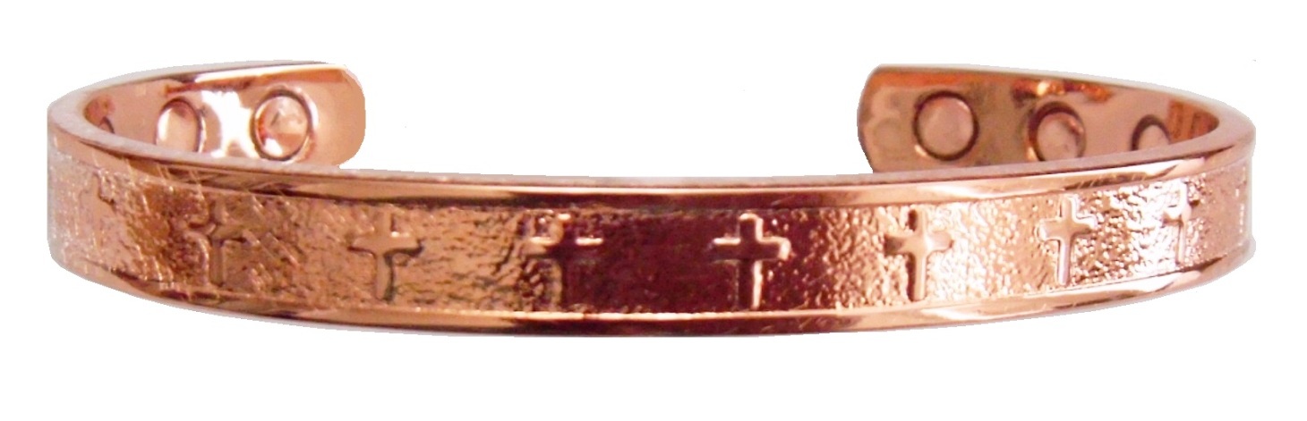 Crosses Solid Copper Cuff Magnetic Therapy Bangle Bracelet #MBG001