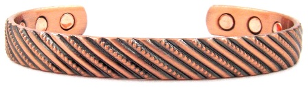 Dotted Slashes Solid Copper Cuff Magnetic Therapy Bangle Bracelet #MBG038