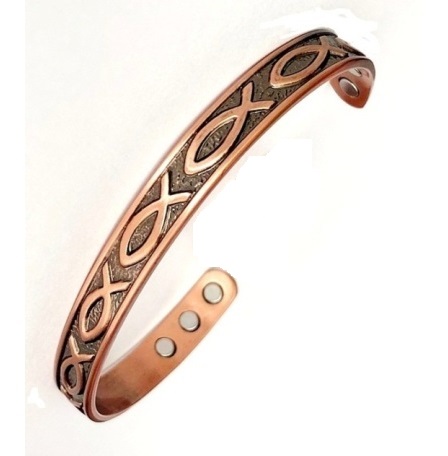 Fish Solid Copper Cuff Magnetic Therapy Bangle Bracelet #MBG226