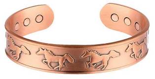 Running Horse Solid Copper Cuff Magnetic Therapy Bangle Bracelet #MBG552