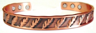 Leaf Solid Copper Cuff Magnetic Therapy Bangle Bracelet #MBG6008