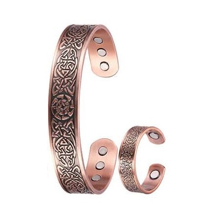 Viking Armor Magnetic Therapy Copper Bangle/Ring Set #MBGR340