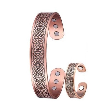 Circle Knots Magnetic Therapy Copper Bangle/Ring Set #MBGR354