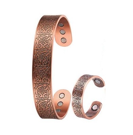 Celtic Knots Magnetic Therapy Copper Bangle/Ring Set #MBGR394
