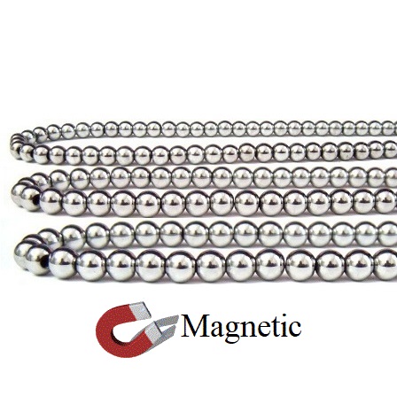 Round Silver Magnetic Hematite Beads  AAA Quality