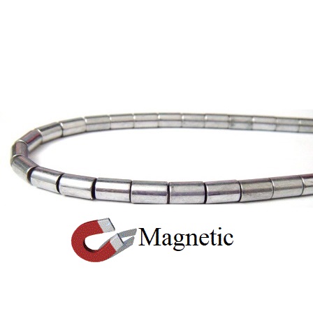 5x8mm Tube Silver Magnetic Hematite Beads
