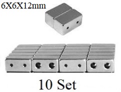 6x6x12mm 10 Sets 2 Holes Gunmetal Color 10,000 Gauss Magnetic Clasps #MCD500-10
