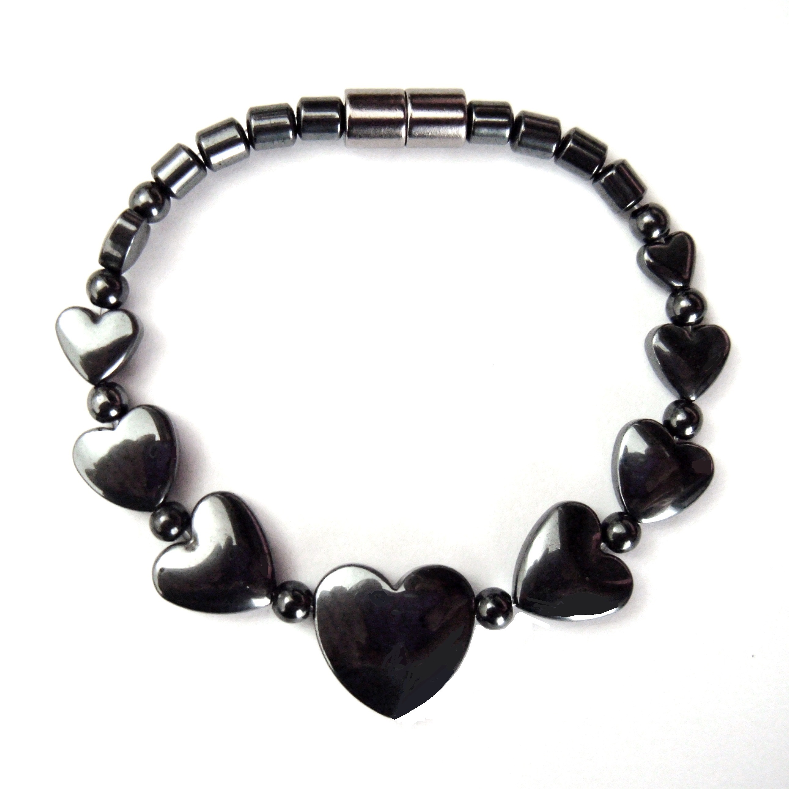 1 PC. (Magnetic) Happy 9 Hearts Magnetic Therapy Bracelet Hematite Bracelet For Women #MHB0034