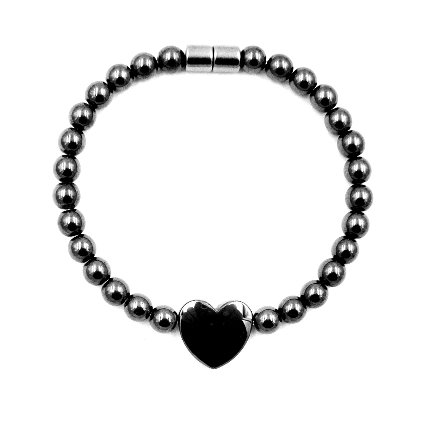 1 PC. (Magnetic) Happy Single Heart Magnetic Therapy Bracelet Hematite Bracelet For Women #MHB0041